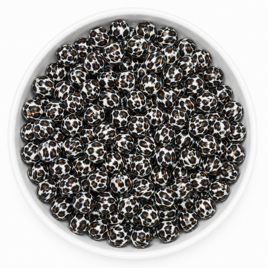 Siliconen Kraal 15 mm |  Black Brown Panter