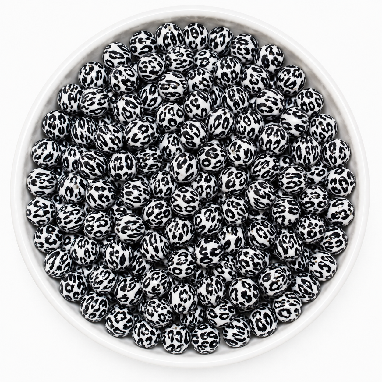 Siliconen Kraal 15 mm | Black White Panter