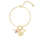 14K Gold Plated Heart Charm Bracelet for Women