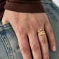Elegant Adjustable Rhinestone Heart Ring - Silver & Gold