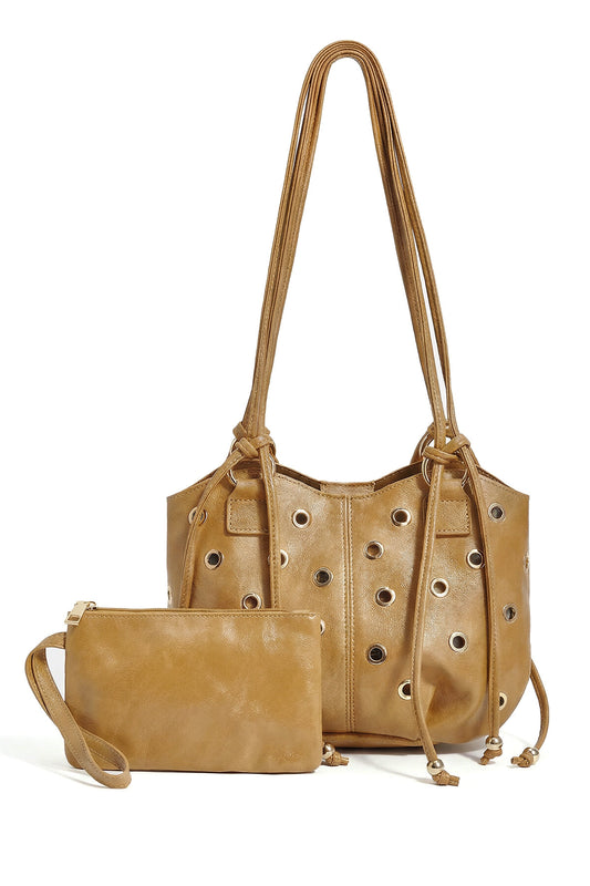 Elegant Khaki & Camel Shoulder Bag for Fall/Winter