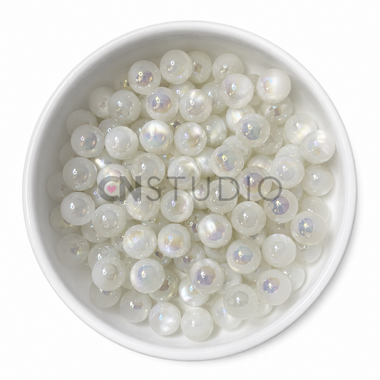 Amber Fusion Kralen 16mm – Pearl White